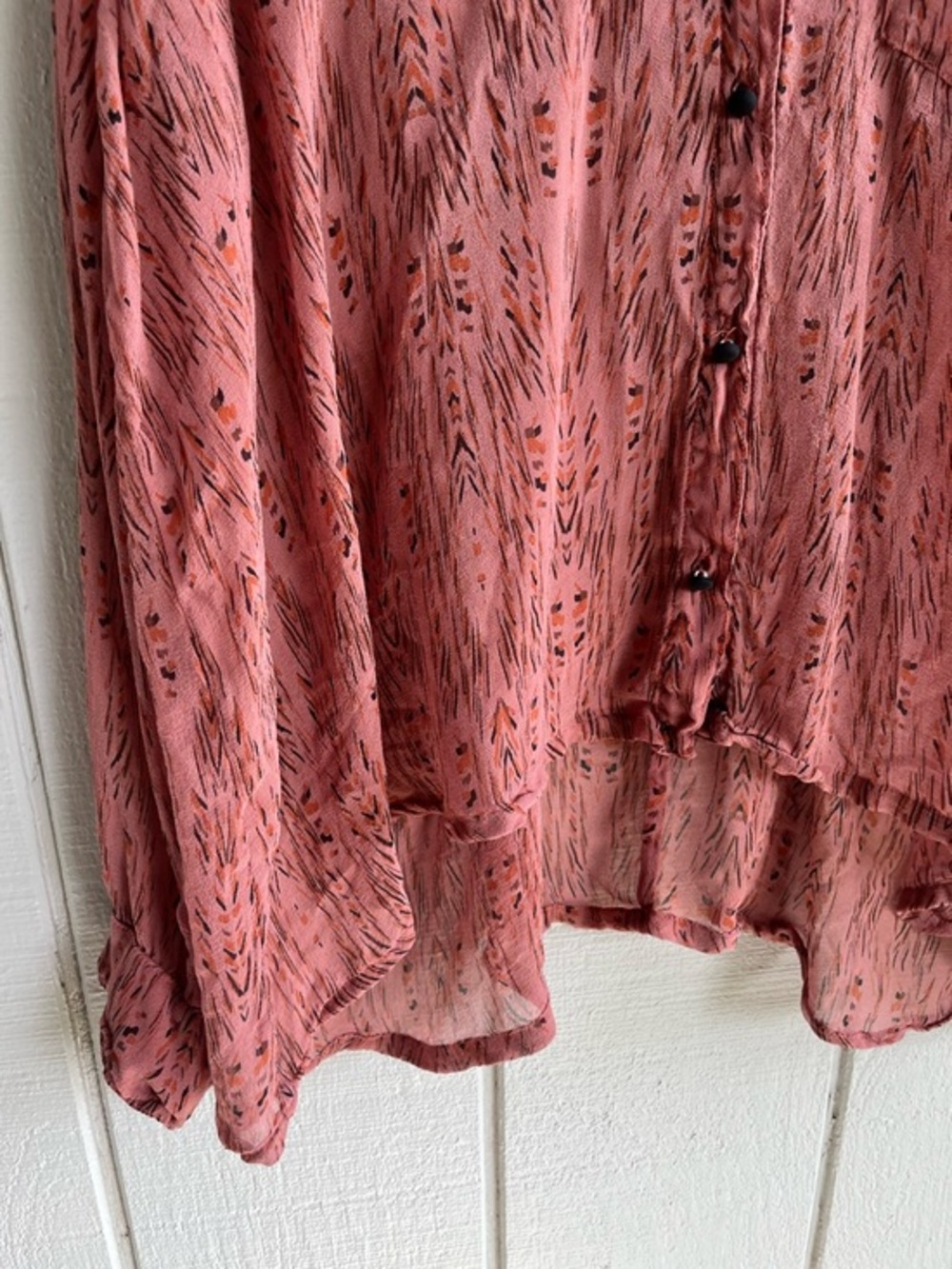 Gypsy 05 Silk Sheer Button Up Blouse Shoulder Cutouts Size‎ XS - Picture 4 of 8